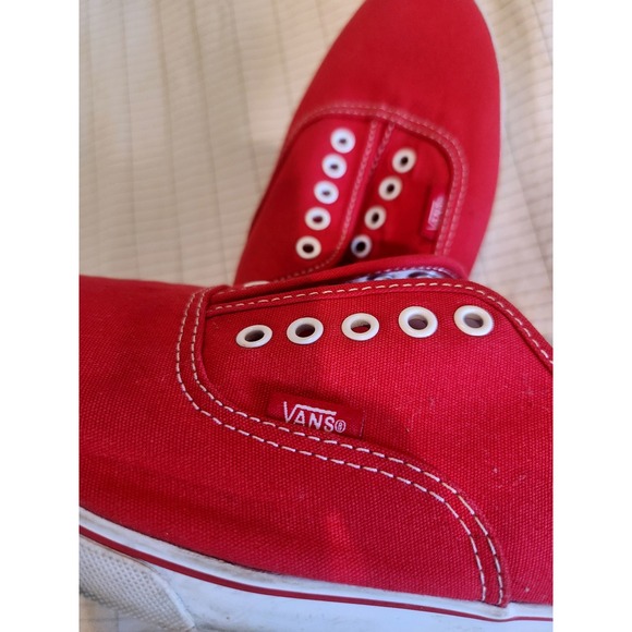 Vans Authentic Red Canvas Sneakers Mens 8 / Womens Size 9.5 Skate Shoes - Picture 1 of 8